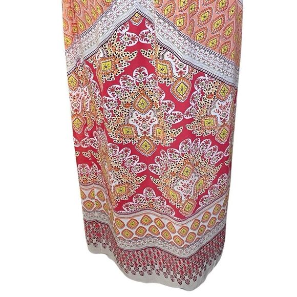 Sweet Storm Printed Halter Maxi Dress Navy White Yellow Peach Pink Medium - Picture 9 of 14